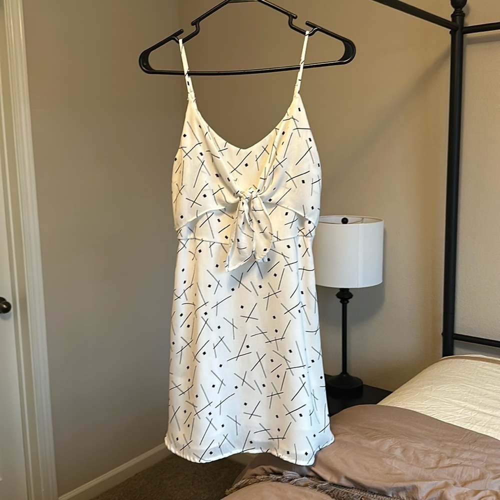 White, Patterned Mini Dress. - image 1
